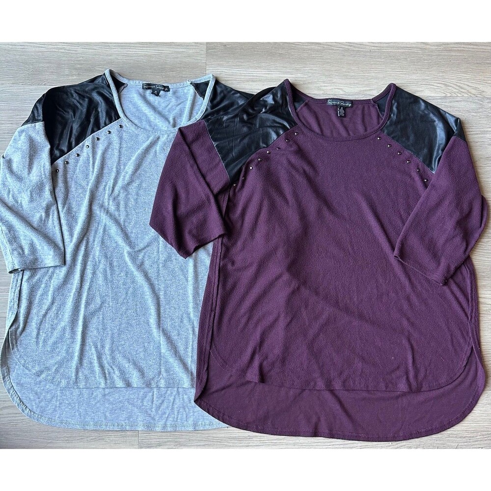 Lot Bundle Women’s Blouse Top Size 2X French Laundry 3/4 Sleeve Burgundy Gray